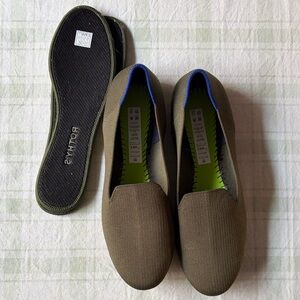 Rothy's Olive  Slip-On Flats with Blue Lining